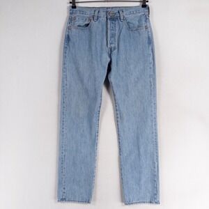 Levi Strauss 501 Jeans Mens Size 32x32 Blue Light Wash Button Fly Straight Leg
